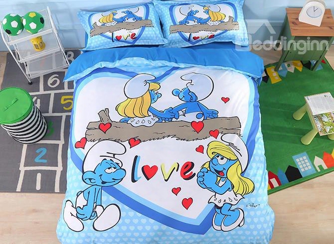 Smurfette In Love With Smurf Romantic 4-piece Bedding Sets/duvet Covers