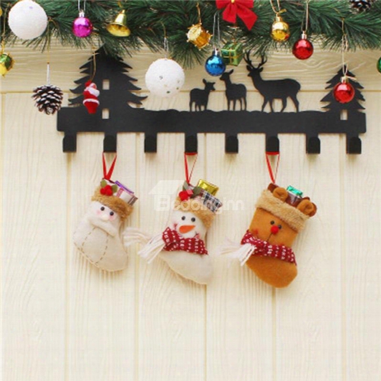 Snowman Decoration Classic Non-woven Fabric And Wool Christmas Stocking