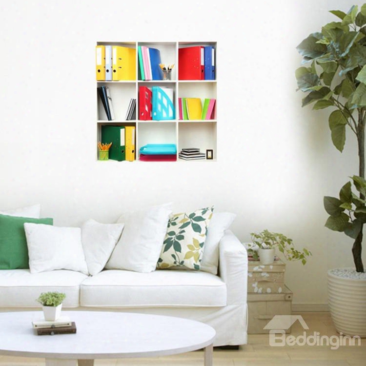 Stunning 3d Folder And Shelf Pattern Wall Stcikers