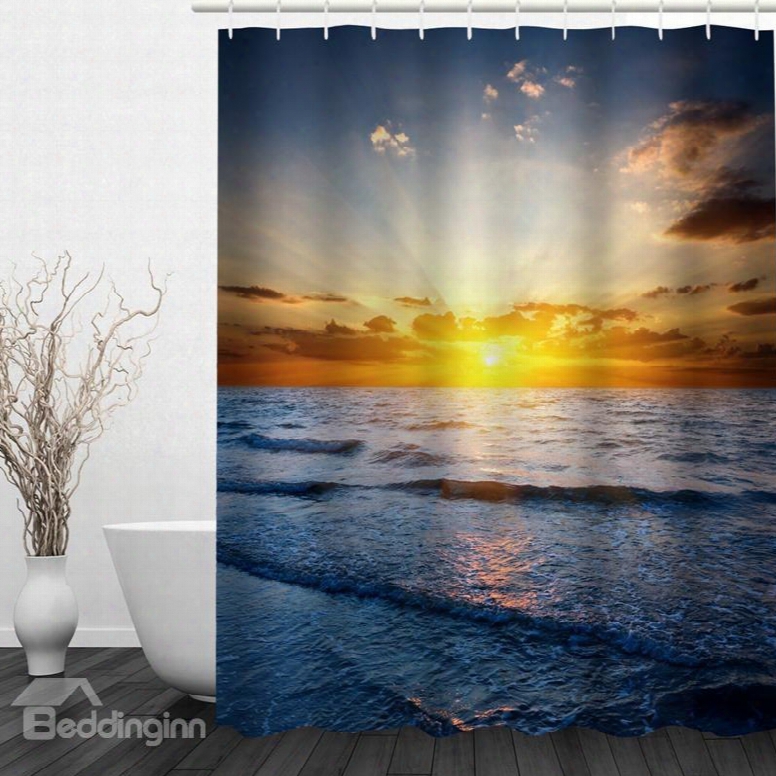 Sunrise By The Sea 3d Printed Bathroom Waterproof Shower Curtain