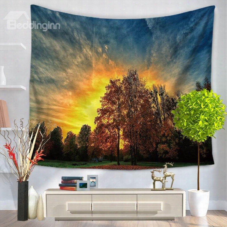 Sunrise With Beautiful Sky Tree Of Life Pattern Decorative Hanging Wall Tapestry