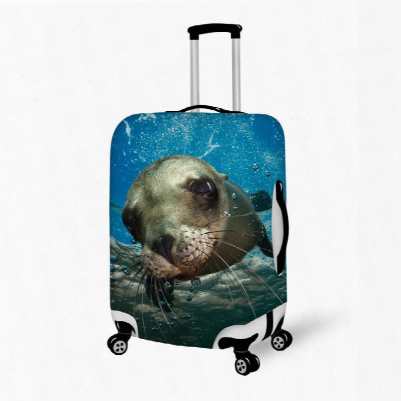 Swimming Seal Pattern 3d Painted Luggage Cover