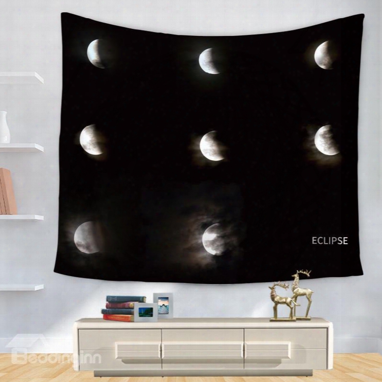 The Persistent Change Of Moon Pattern Dark Decorative Hanging Wall Tapestry