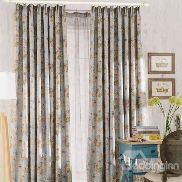 Top Class Romantic Elegant Peony Printing Double Pinch Pleat Two-piece Curtain