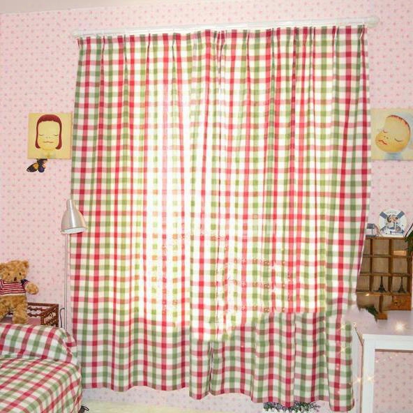 Top Scientific Division  Super Scottish Plaid Design Without Shade Head Double Pinch Pleat Curtain