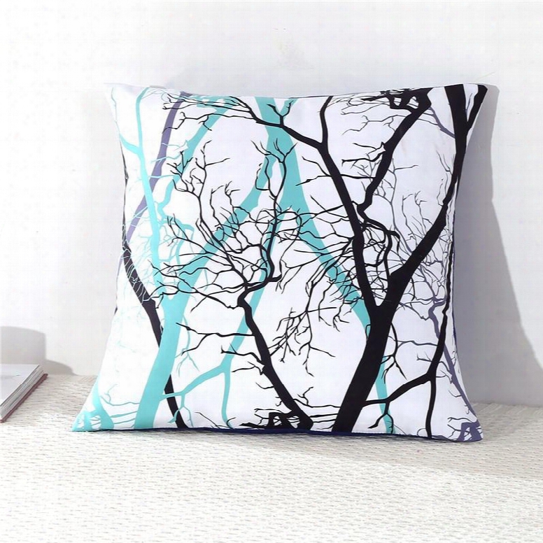 Tree Branches Light Green Decorative Square Polyester Throw Pillowcases