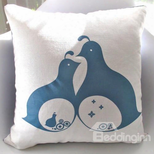 Two Blue Doves Pattern Super Soft And Comfortable Throw Pillow
