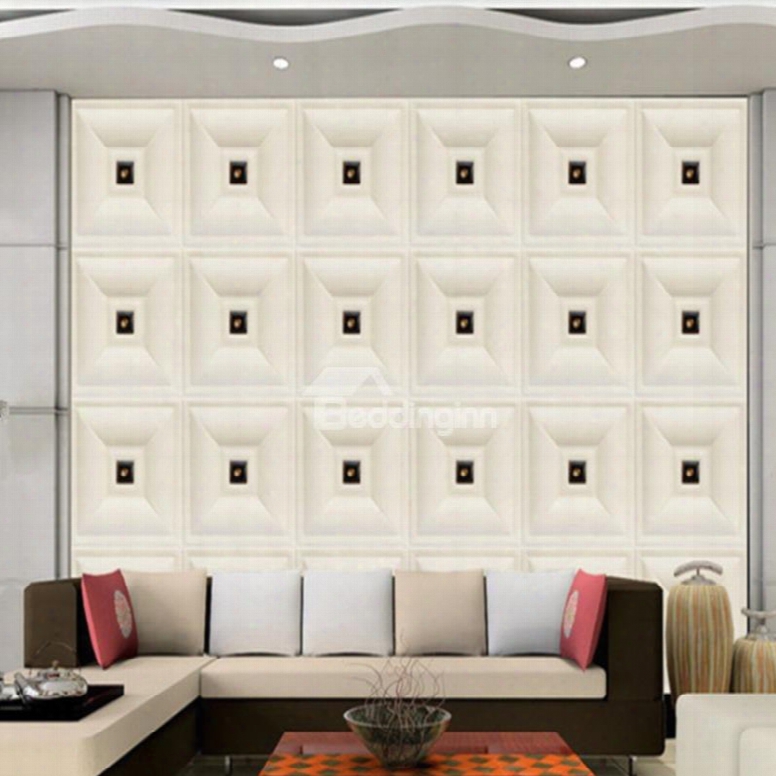 White Simple Style Three-dimensional Plaid Design Home Decorative Wall Murals