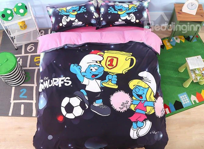 World Cup Soccer Champion Smurf 4-piece Bedding Sets/duvet Covers