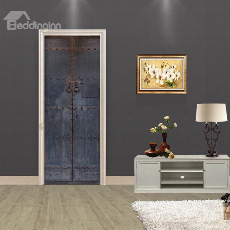 30␔79in Grey Door Vintage Style Pvc Environmental And Waetrproof 3d Door Mural
