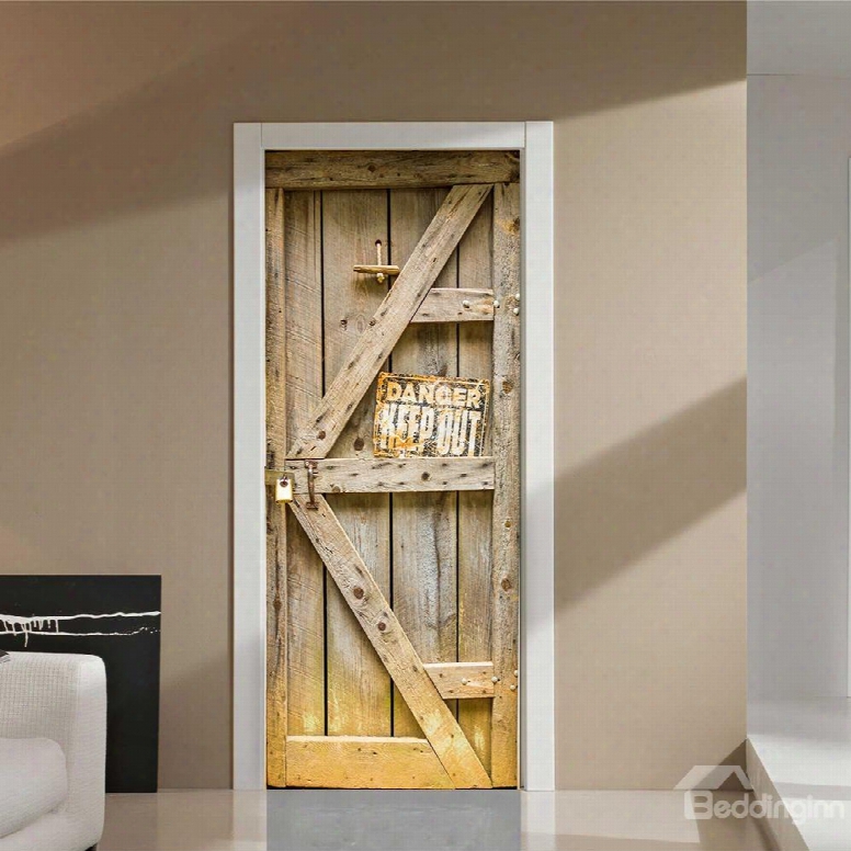 30␔79in Wooden Door Looking Pvc Environmental And Waterproof 3d Door Mural