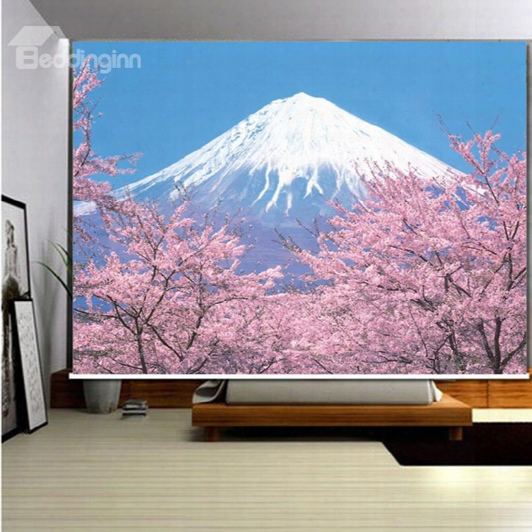 3d Famous Mount Fuji And Cherry Blossoms Printed Blackout Room Curtain Roller Shades