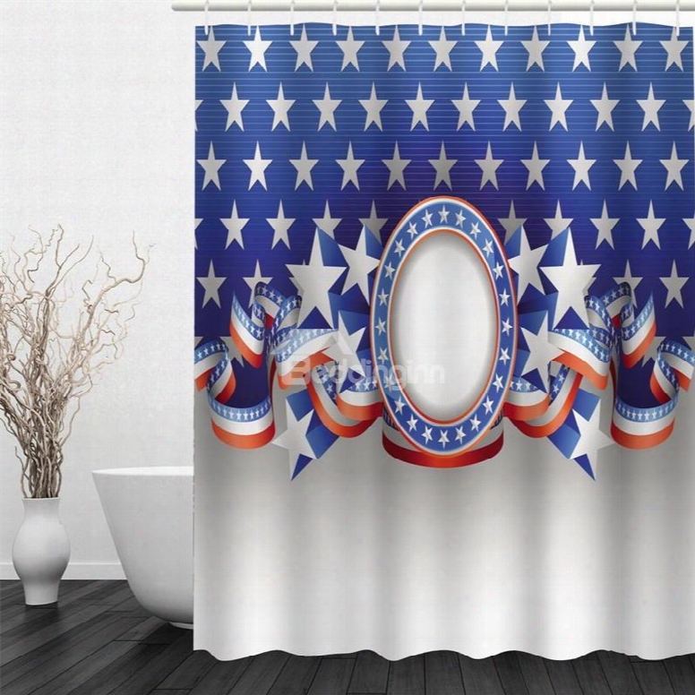 3d Five-pointed Stars Polyester Waterproof And Eco-friendly Shower Curtain