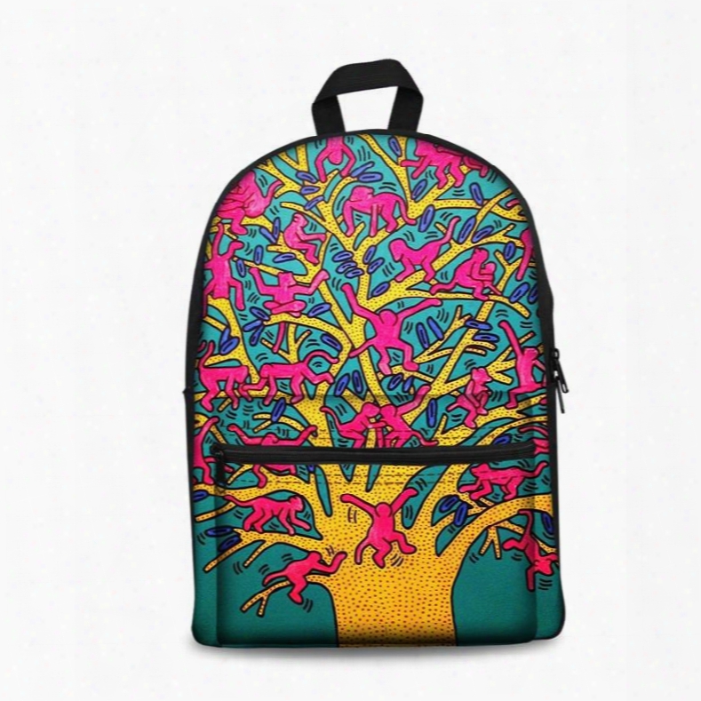 3d Modern Style Abstract Monkeys On The Trees Backpack For Boys Girls Fashion Durable Book Bag