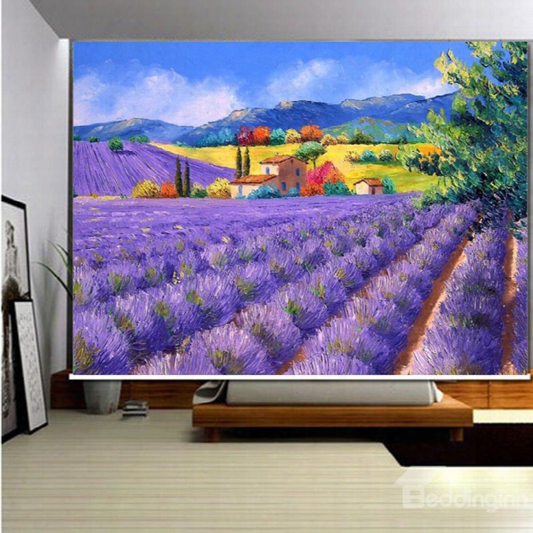 3d Purple Lavenders Printed Romantic Style Decoration And Blackout Roller Shades