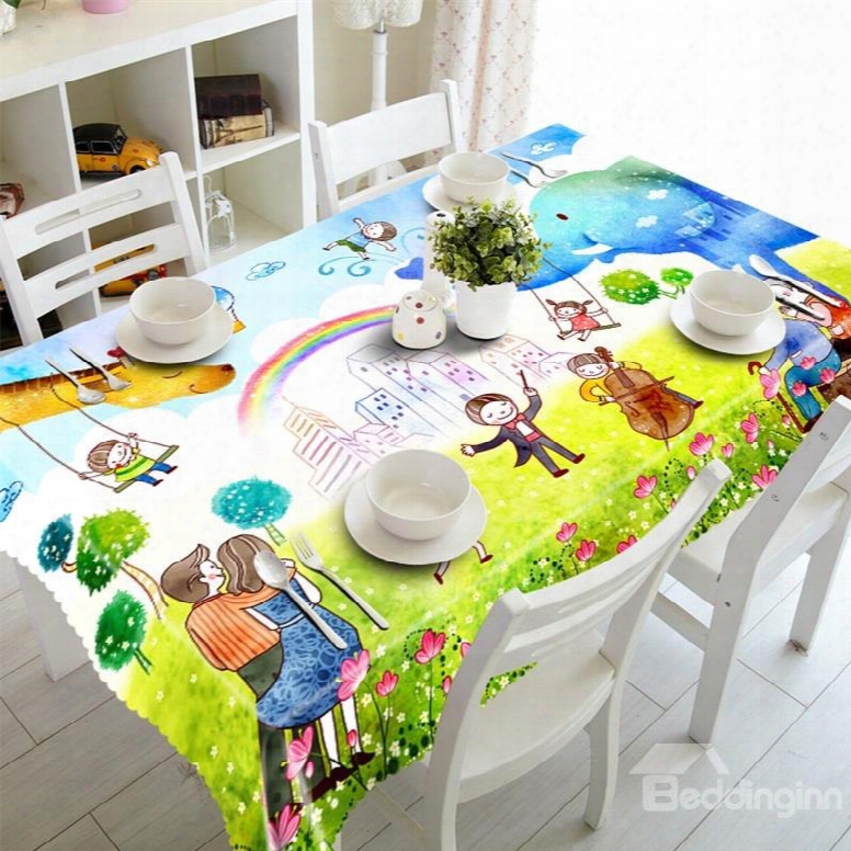 3d Table Cloth Happy Family Party Printed Home And Hotel Table Cloth Cover