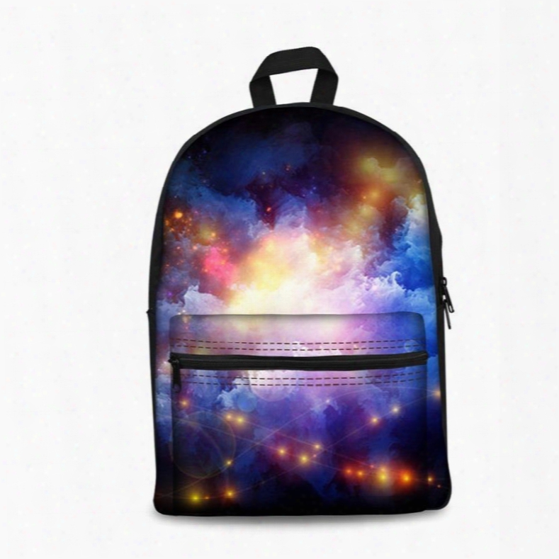 3d Vintage Galaxy Star Pattern School Laptop Zipper Backpack For Girls And Boys