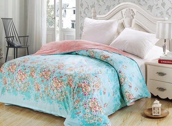 Adorable Fresh Pastoral Style Floral Blue 4-piece Duvet Cover Sets