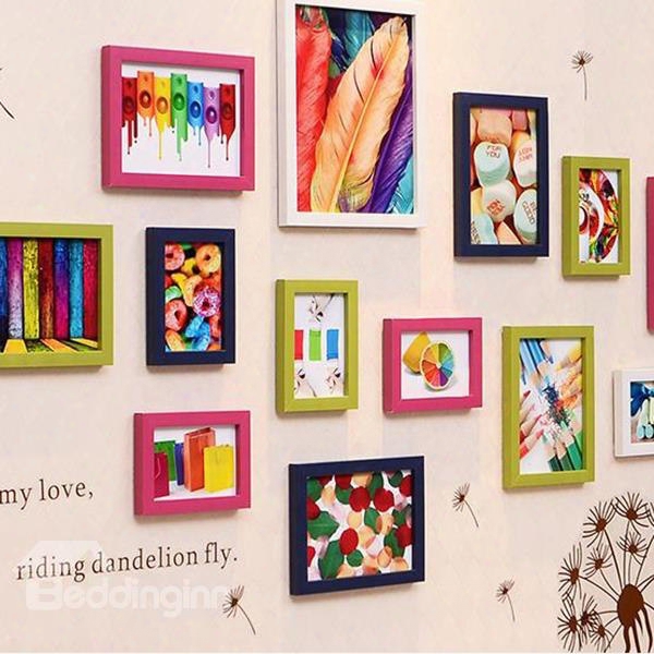Amazing 13-piece Wall Photo Frame Set With Wall Stickers