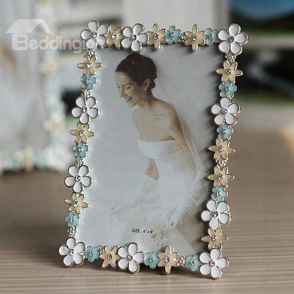 Handsome Metal Colorful Flower Frame 6-inch Desktop Photo Frame