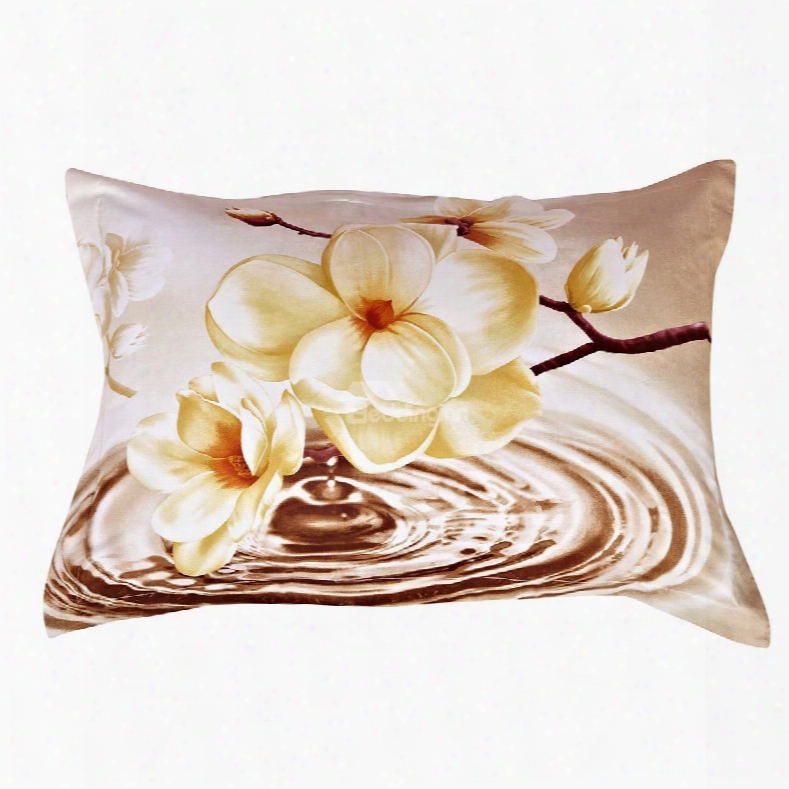 Beauty Flower From The Water One Pair Cotton Pillowcases