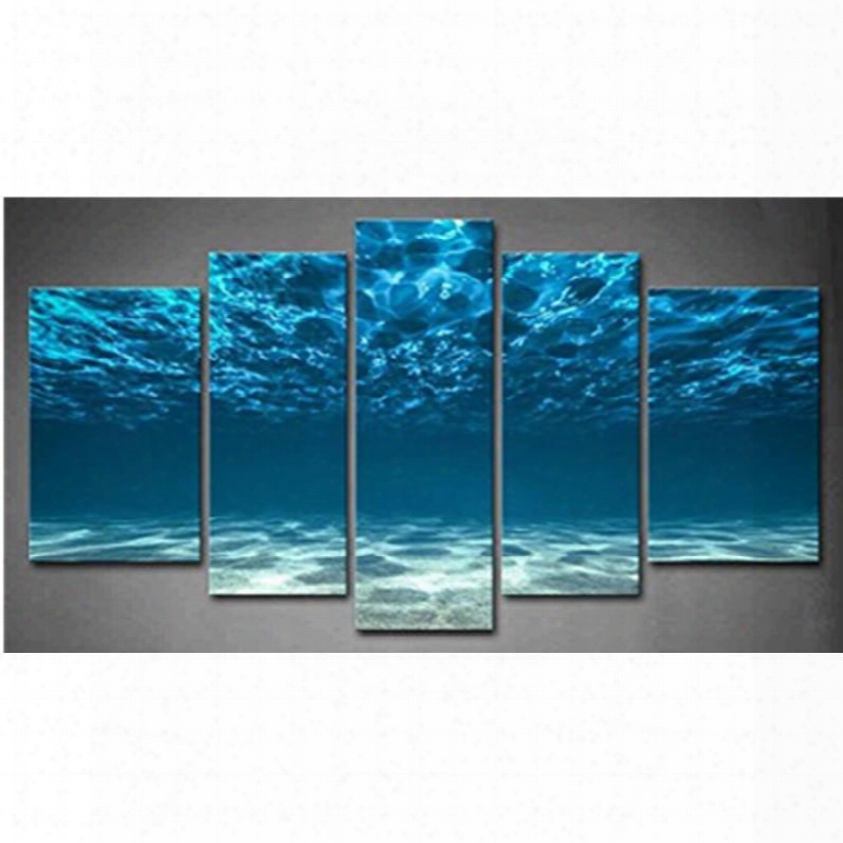 Blue Sea Hanging 5-piece Canvas Eco-friendly And Waterproof Non-framed Prints