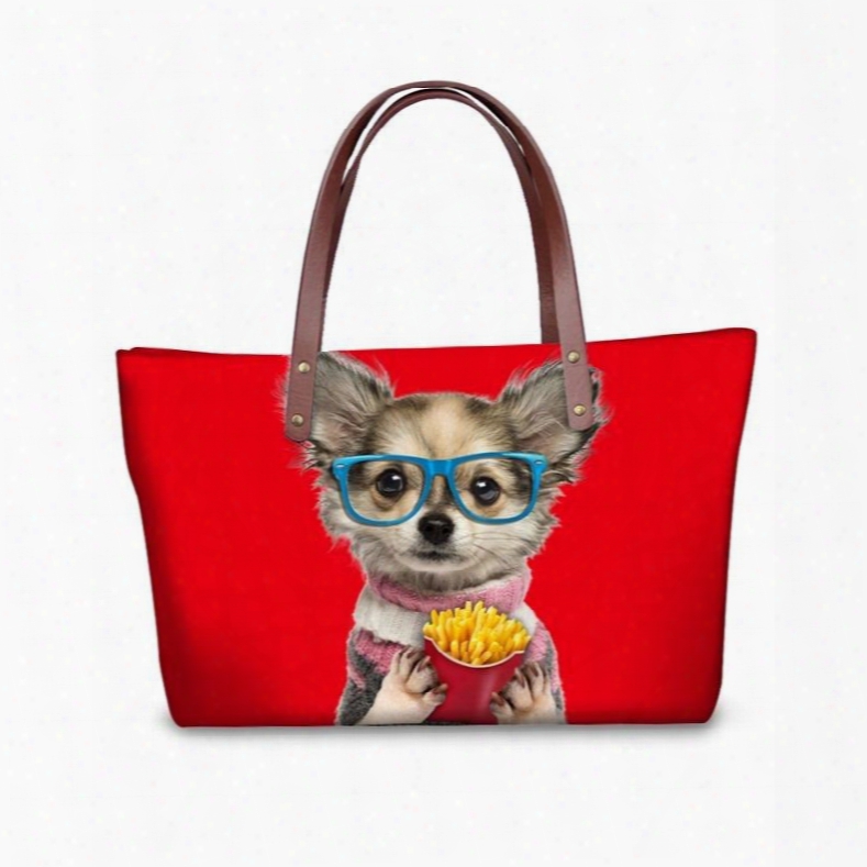 Chips And Dog Animals Waterproof 3d Printed Shoulder Handbags