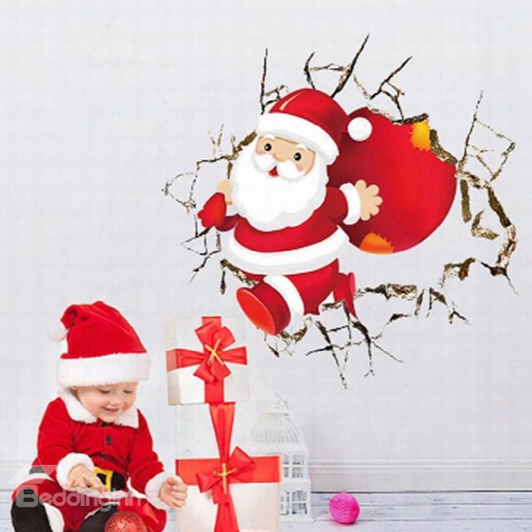 Christmas Father Pattern Pvc Waterproof Durable And Eco-friendly 3d Wall Stickers