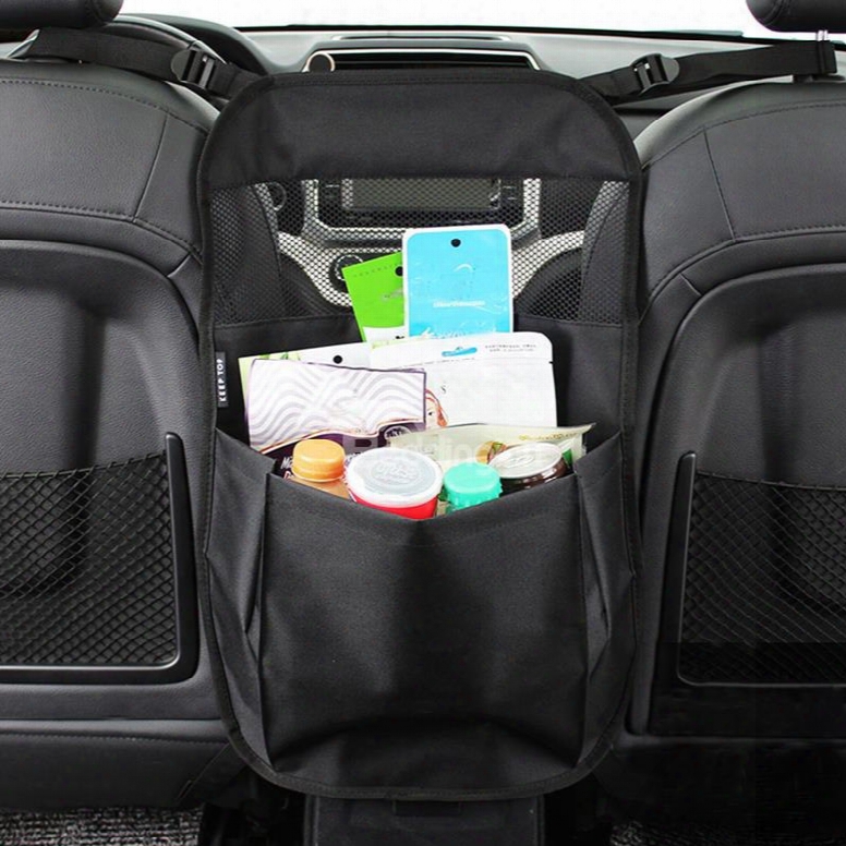 Classic Black Simple Design Hanging Suspension Oxford Cloth High Capacity Car Chair-back Organizer