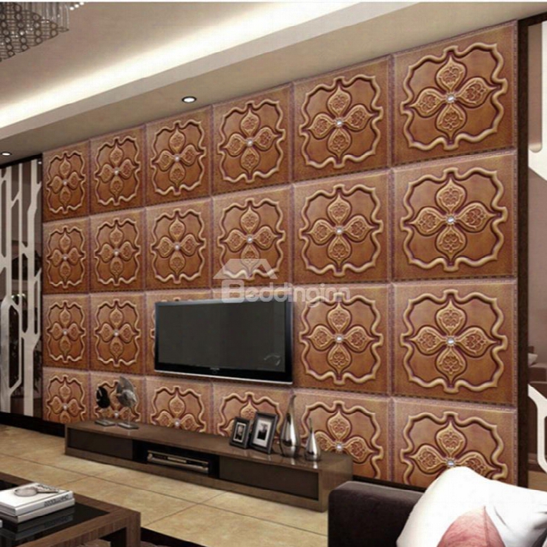 Classic European Style Flower Plaid Pattern Home Decorative Wall Murals