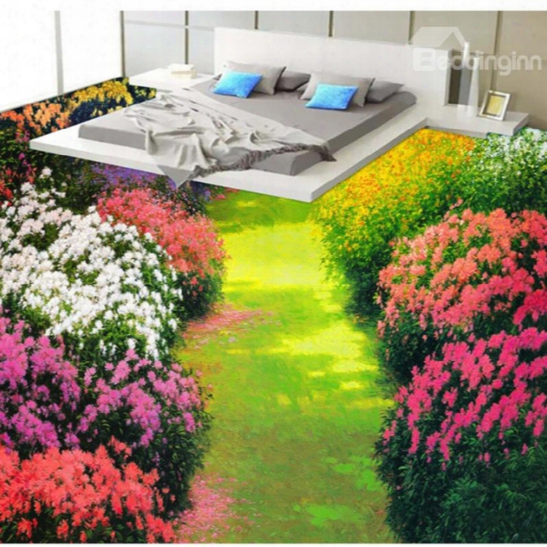 Colorful Flowers In The Garden Print Home Decorative Waterproof Splicing 3d Floor Murals