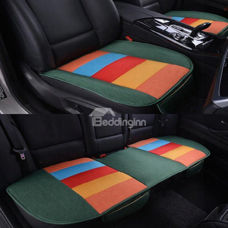 Cool Rainbow Colors Design Durable Pet Material 3-pieces Universal Car Seat Mat