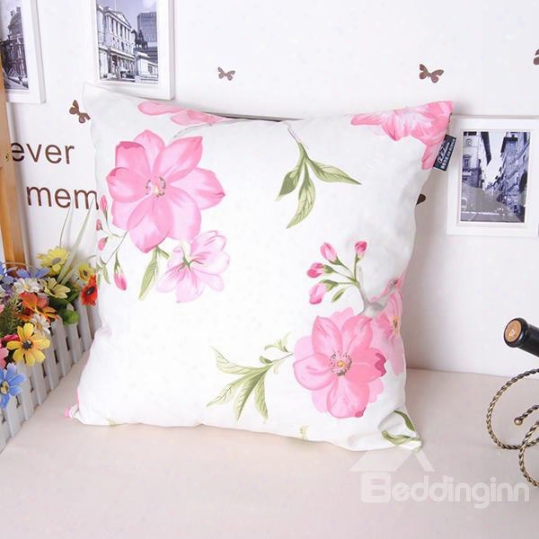 Cuddly Adorable Pink Flowers Super Cozy Throw Pillowcase