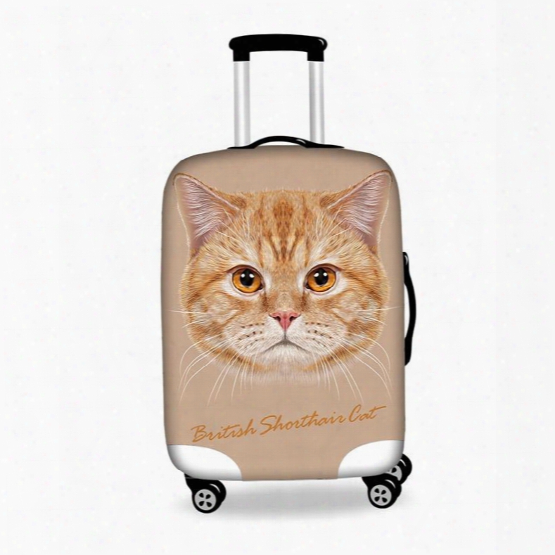 Cute Cat Denim Pattern 3d Painted Luggage Protect Cover