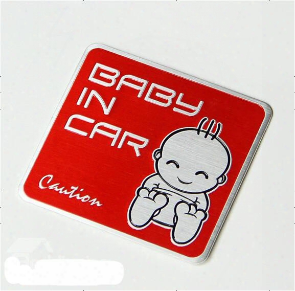 Cute Designed Metal Baby In Car Warning Car Sticker