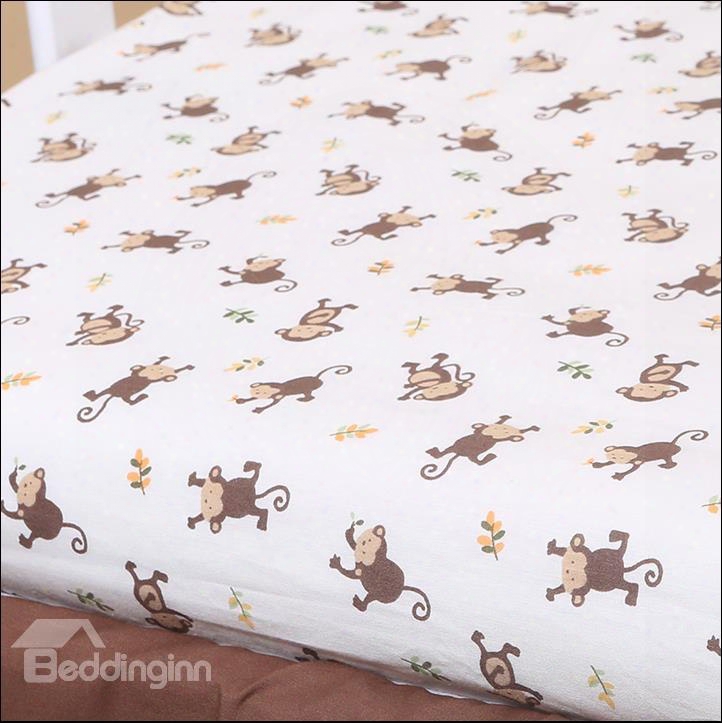 Cute Monnkey World Baby Crib Fitted Sheet