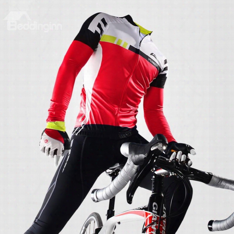 Cycling Jersey Outfits Windproof Bike Clothing Sets Red