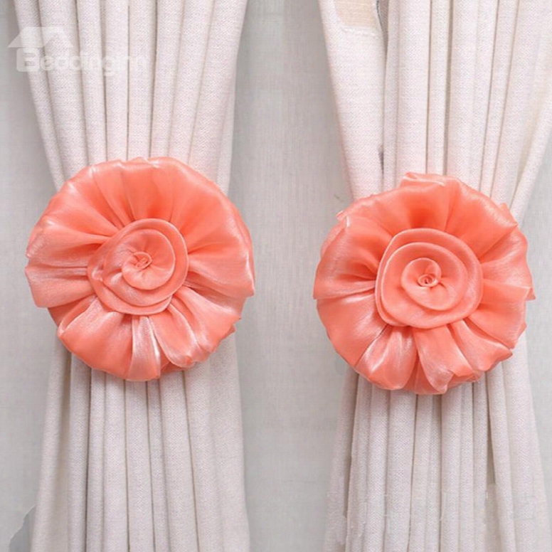 Decorative Exquisite Sheer Solid Lovely Flowers Sweet Style One Pair Curtain Tie Backs