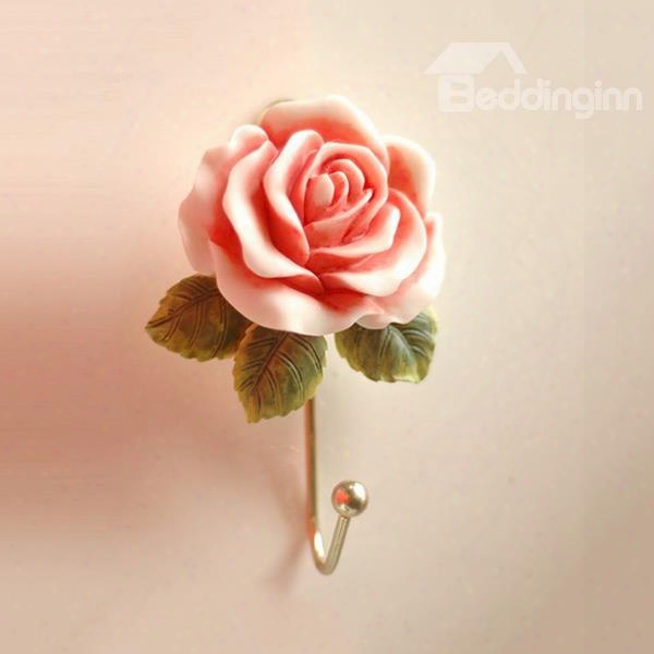 Decorative Resin Rose Design 1-hook Wall Hook