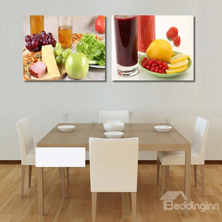 Delicious Food And Beverage Pattern 2-panel Wall Art Prints