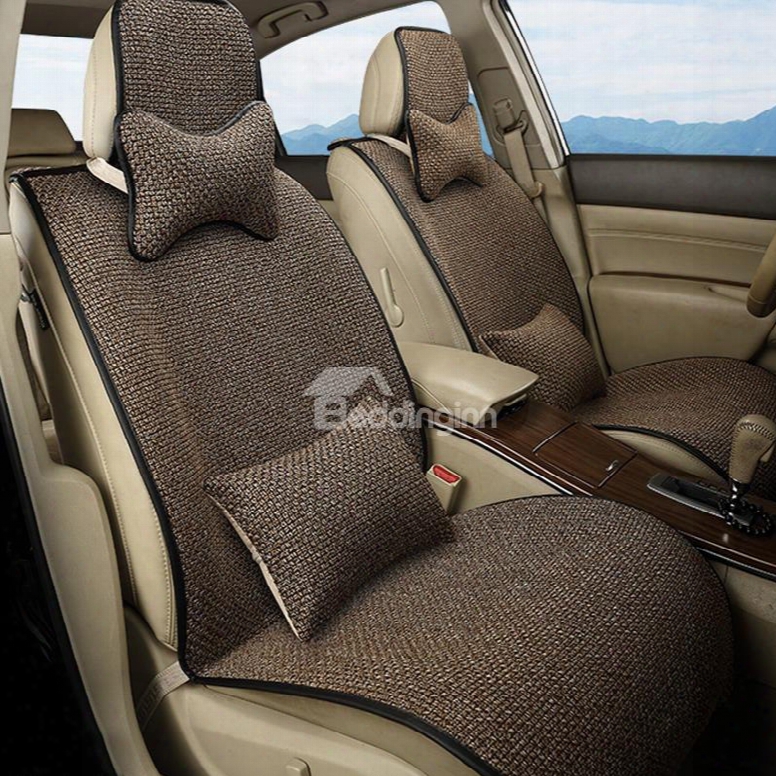 Good Textured And Permeability Flax Material Fast Heat Dissipation Universal Five Car Seat Cover