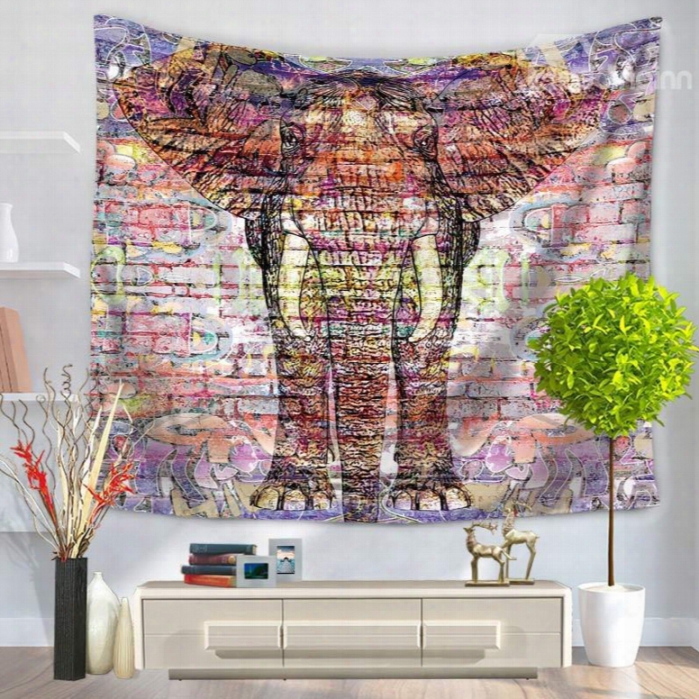 Graffiti Colorful Elephant Pattern Decorative Hanging Wall Tapestry