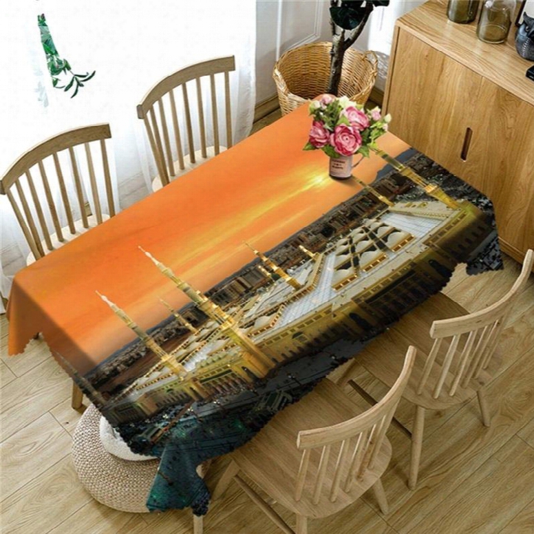 Grand Buildings And Spectacular Sunset View 3d Oil-proof Home And Party Table Cloth Cover