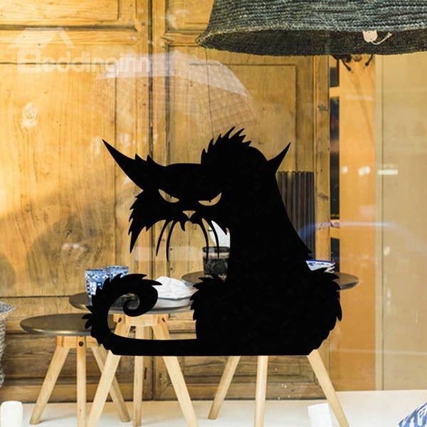 Halloween Festival Decoration Black Cat Removable Wall Sticker