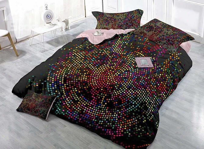 High-dfeinition Digital Printing Colorful Dots 4-piece Duvet Cover Sets