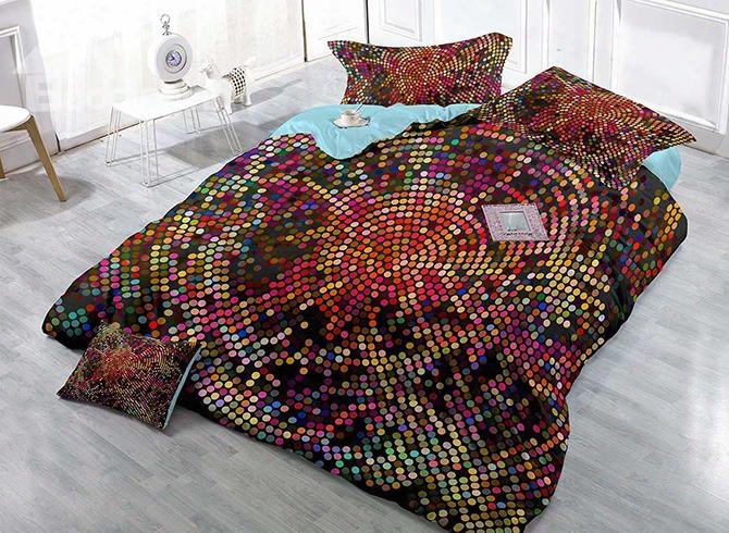 High-definition Digital Printing Colorful Polka Dot 4-piece Duvet Cover Sets