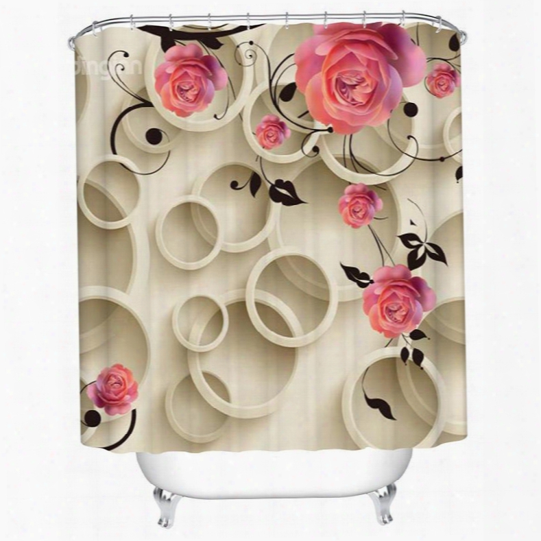 Hot Selling Flower Design 3d Shower Curtain