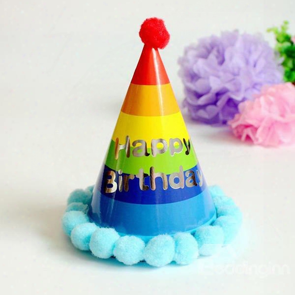 Lovely Rainbow Print Baby Birthday Hat Decoration