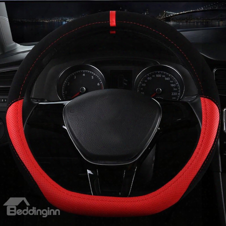 Luxury Creative D-type Design With Durable Microfiber Leather Material Medium Car Steering Wheel Cover
