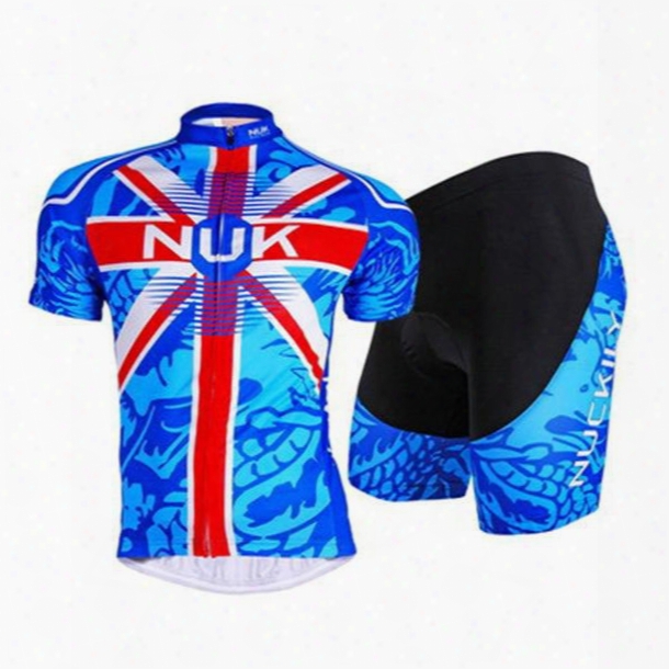 Male Union Jack Short Sleeve Bike Jersey With Full Zipper Quick-dry Cycling Suit